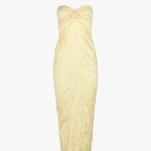 Strapless Dress, Wedding Guest Gown, Butter Yellow, Satin, BaoBab, never worn
